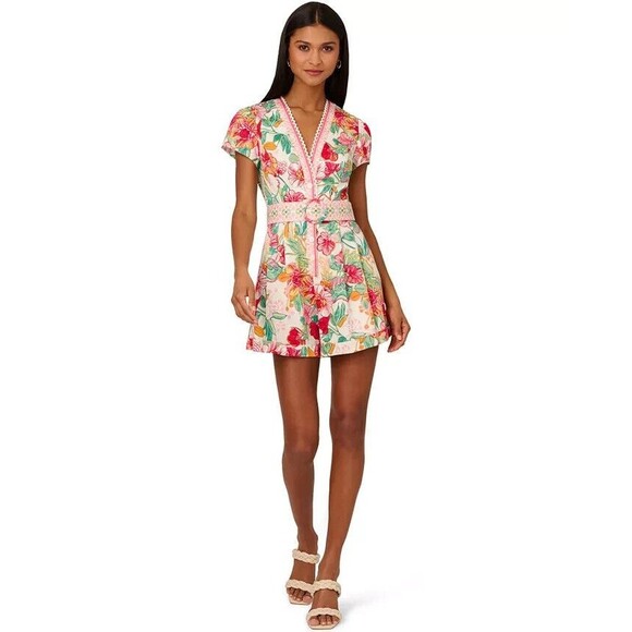 Adrianna Papell Pants - Adrianna by Adrianna Papell Women's Floral-Print Romper (NO BELT INCLUDED) 14